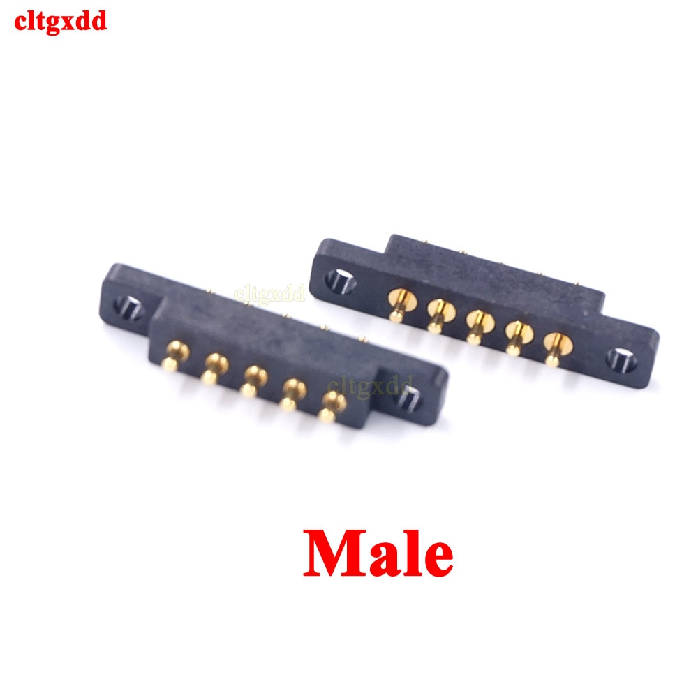1pcs Spring Loaded Connector Pogo Pin 5 Pin 2.54 MM Pitch Through Holes PCB Vertical With Flange Panel Mount Single Row Strip: Male