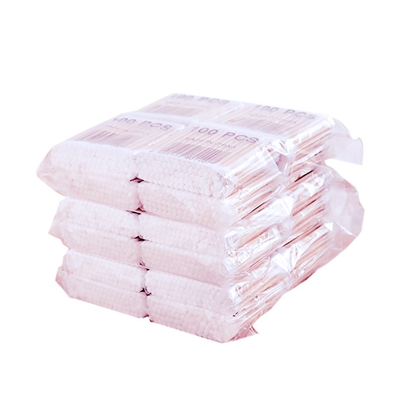 Bastoncillos de algodón desechables, palitos de madera para limpieza de oídos, herramientas de maquillaje para la salud, tampones, 800 unids/paquete: Default Title