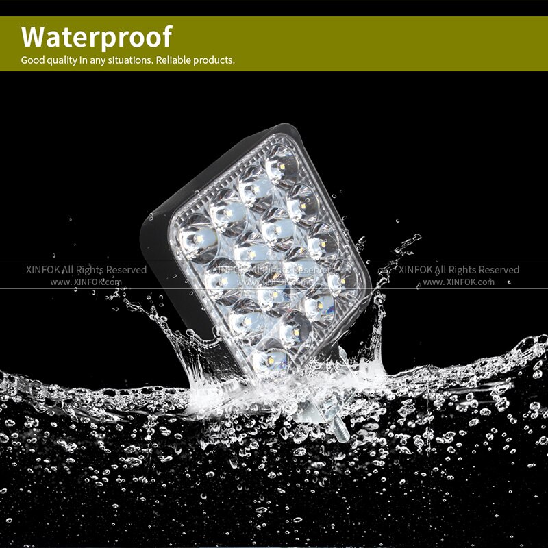 Faro LED de trabajo para coche, Luz antiniebla cuadrada, para Exterior, 12V, 24V, 48W, 27W, para barco, SUV, camión, 4 Uds.