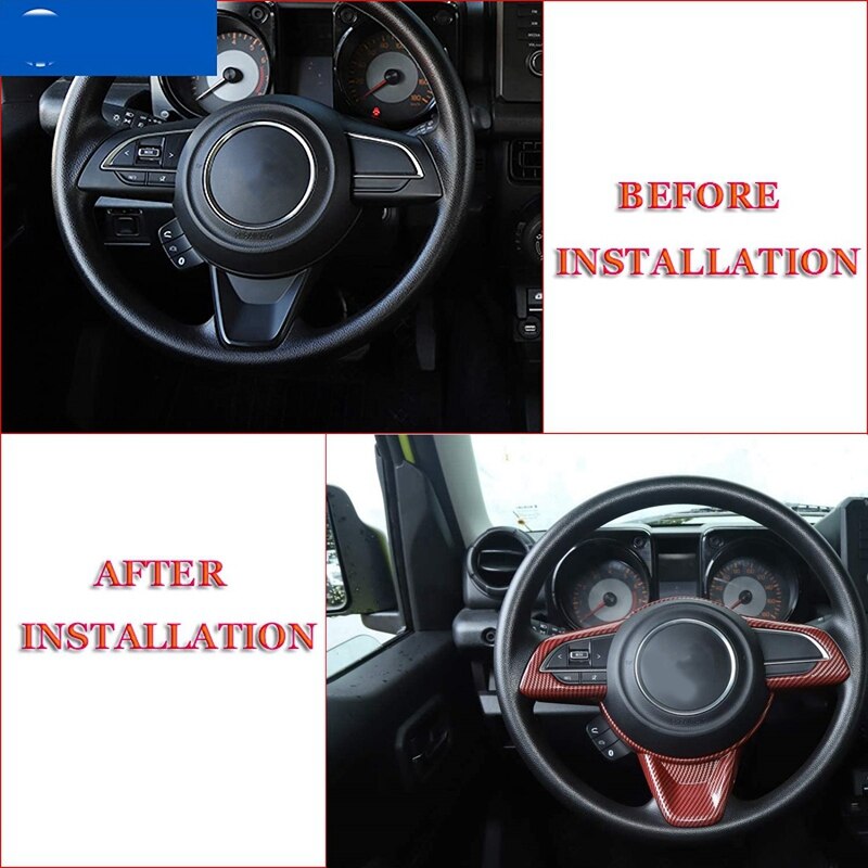 for Suzuki Jimny Car Carbon Fiber Steering Wheel Panel Decoration Cover Trim Frame Sticker Accessories