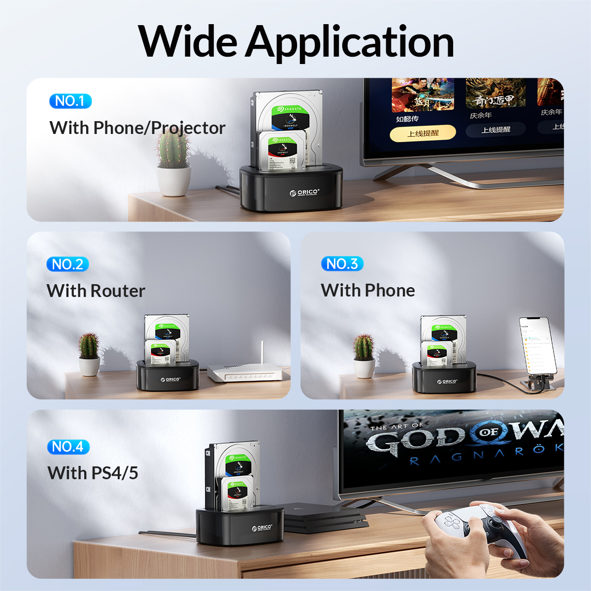 ORICO Dual-bay Hard Drive Docking Station for 2.5/3.5 Inch HDD SSD with 12V3A Power Adapter SATA to USB 3.0 HDD Docking Station
