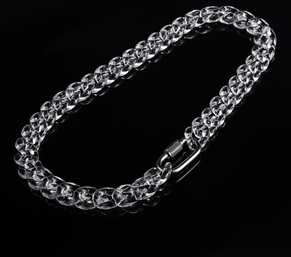 Cool Transparent Chain Acrylic Lock Choker Necklace For Women Men Hip Hop Cuban Simple Punk Pendant Necklace Trendy Jewelry: 60CM