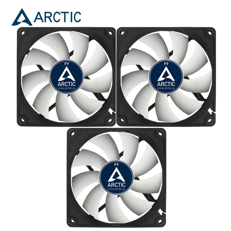 Arctic  f9 cpu radiator datorväska 9cm fläkt tyst 3- stifts sockel fdb 1800 rpm vätskelager kylare master 90mm: 3 st