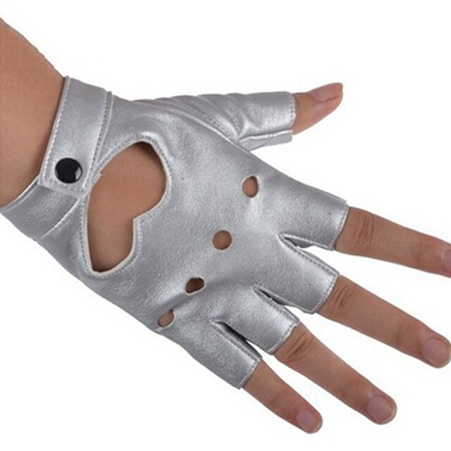 gant en cuir PU pour femmes | Gants de Performance sans doigts pour voiture: Argent