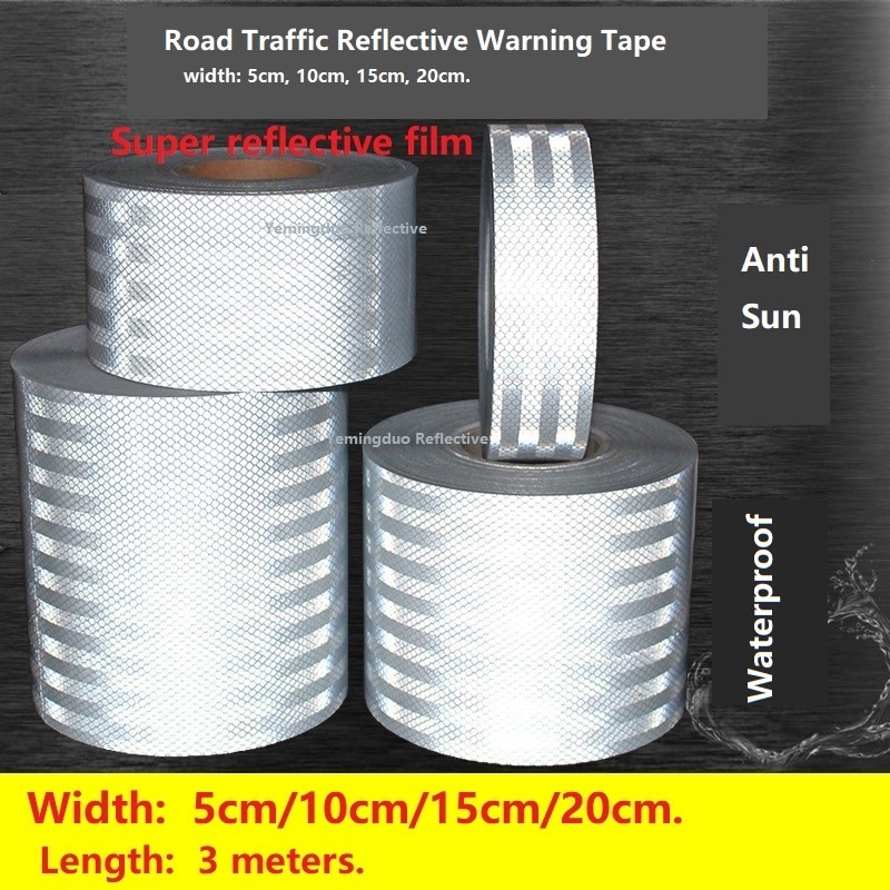 5/10/15/20cm High Visibility Self-adhesive PET Reflective Safety Tape Road Traffic Construction Site Reflective Sign Sticker