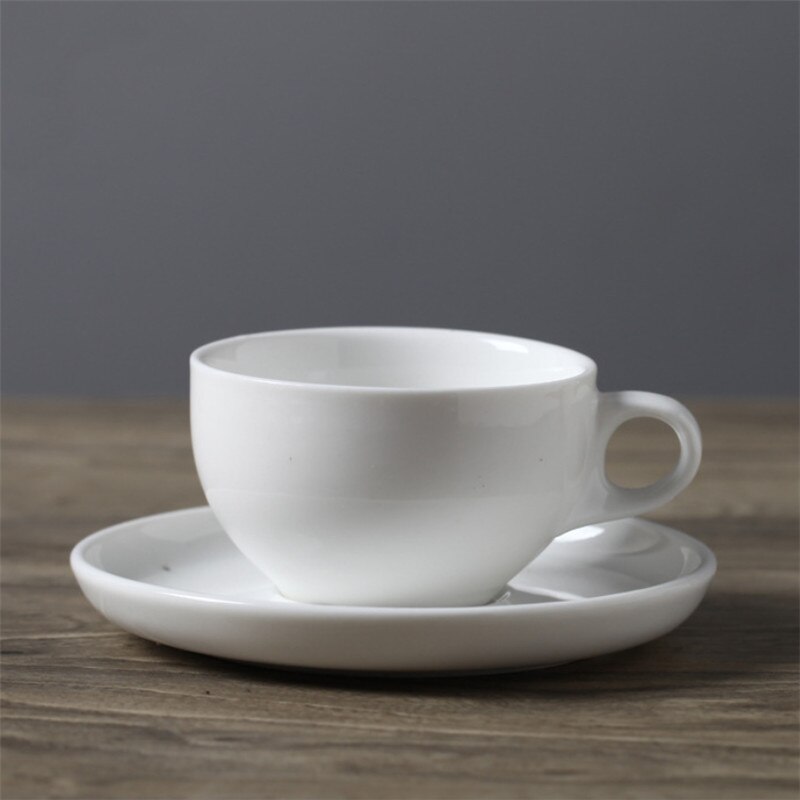 European Ceramic Minimalist Coffee Cup with Saucer Set White Porcelain Afternoon Teacup Latte Cappuccino Mug Drinkware: H