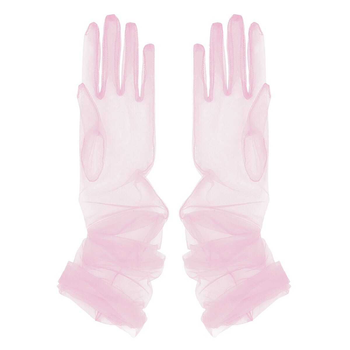 Elegantes guantes largos de tul transparente para mujer, guantes largos sexis de dedo completo para boda y , accesorios para damas de fotografía: Pink