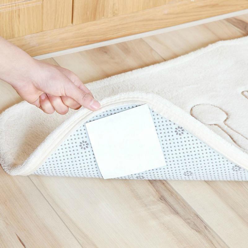 4pcs Self Adhesive Mat Sticker Fixed Carpet Super Viscous Double Sided Anti-Slip Non-woven Rug Pad Tape For Bathroom Accessories