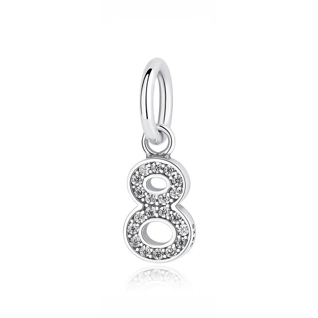 100% 925 Sterling Silver Classic Digital Women's Charm DIY Jewelry Pendant Jewelry: 791346CZ