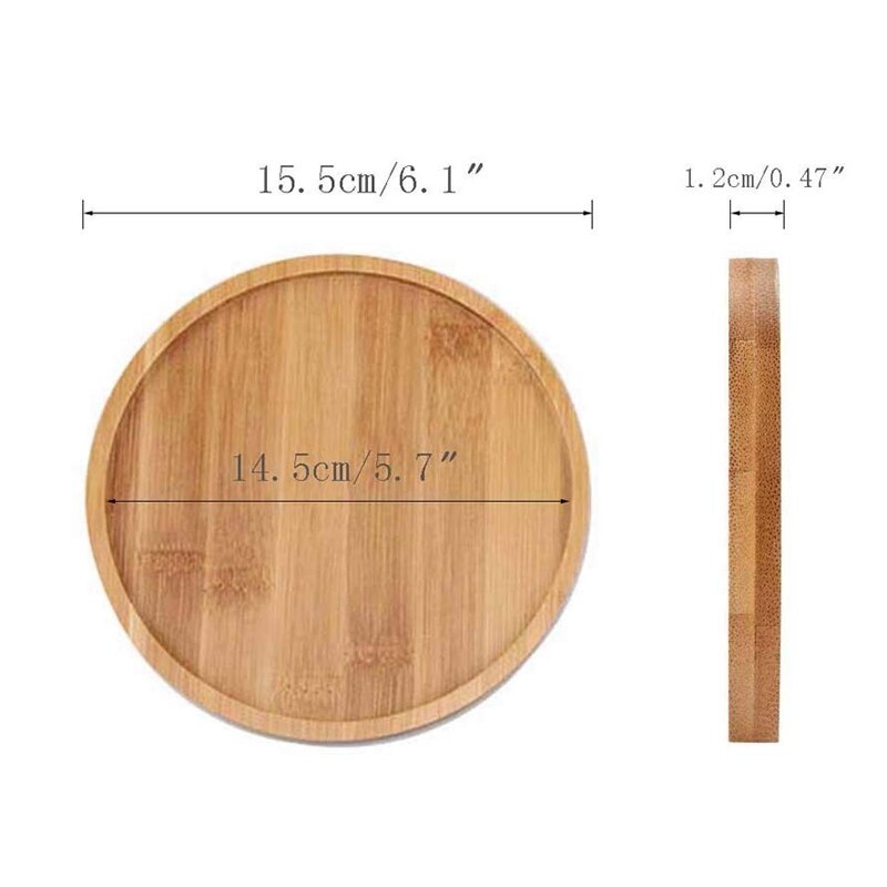 6.1 Inch Round Bamboo Plants Round Plant Saucer Plant Pot Tray for Indoor and Outdoor Plants