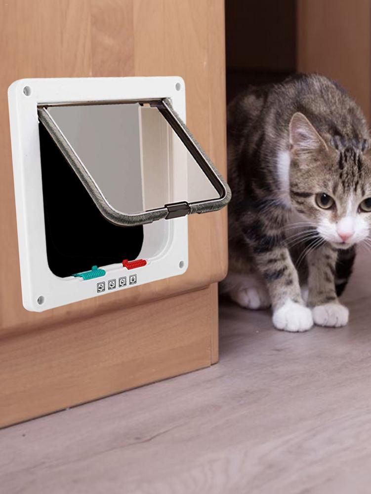 Dog Cat Flap Door Sliding Controllable Lockable Flap Door For Dog Cats Kitten ABS Plastic Small Pet Gate Door Kit Flap Doors