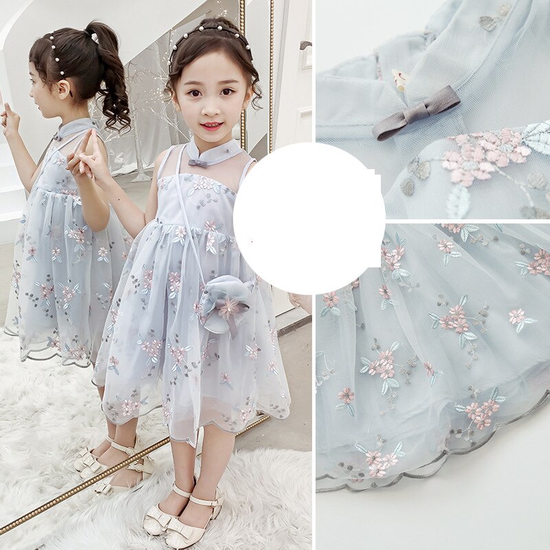 Barn hanfu klänning kinesiska dansdräkter broderi cheongsam mesh kjolar kinesisk stil folkdräkt för barn  sl1093