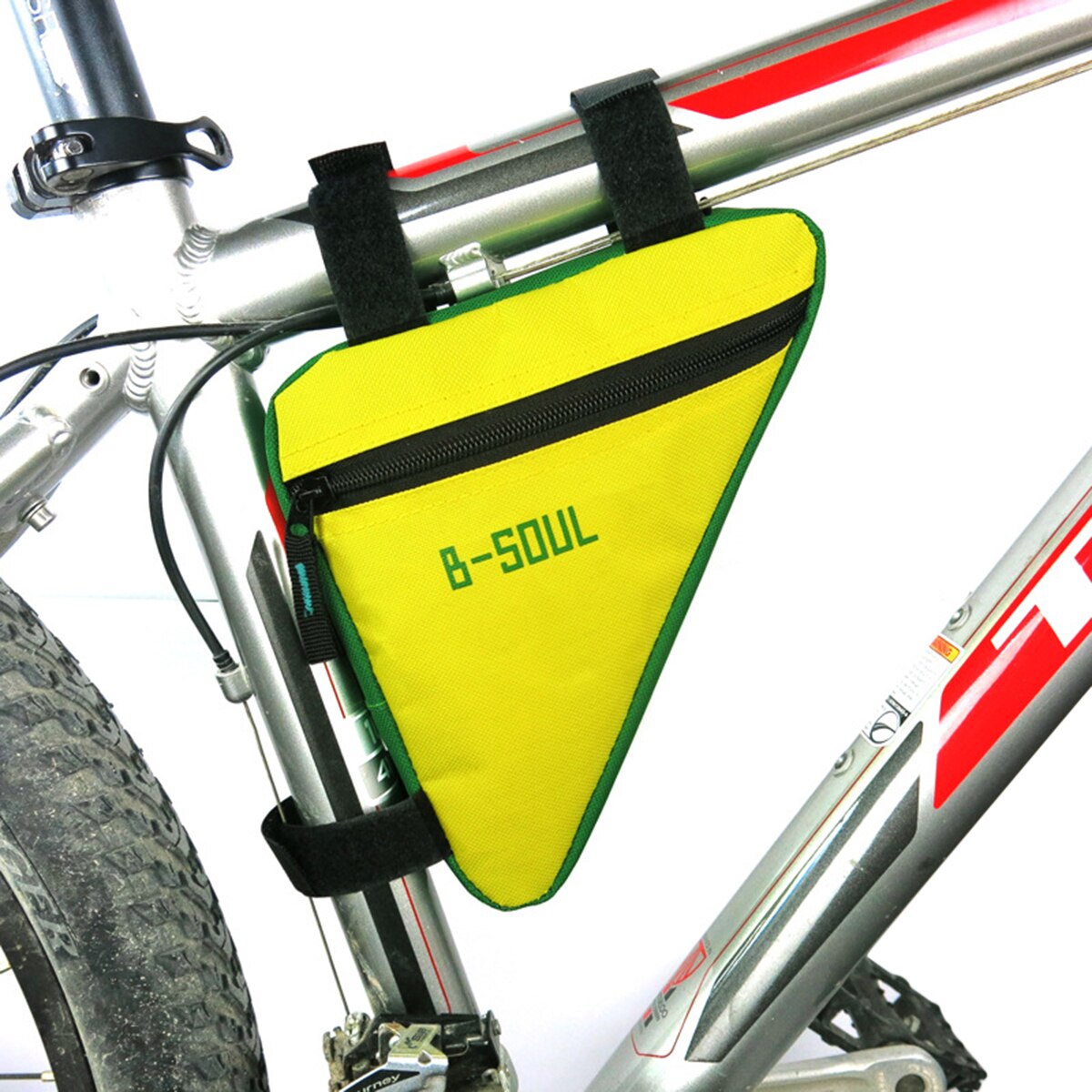 Cykel cykel cykeltaske lynlås frontrørstelefon vandtæt cykeltasker trekantet pose rammeholder tilbehør til cykler: Gul