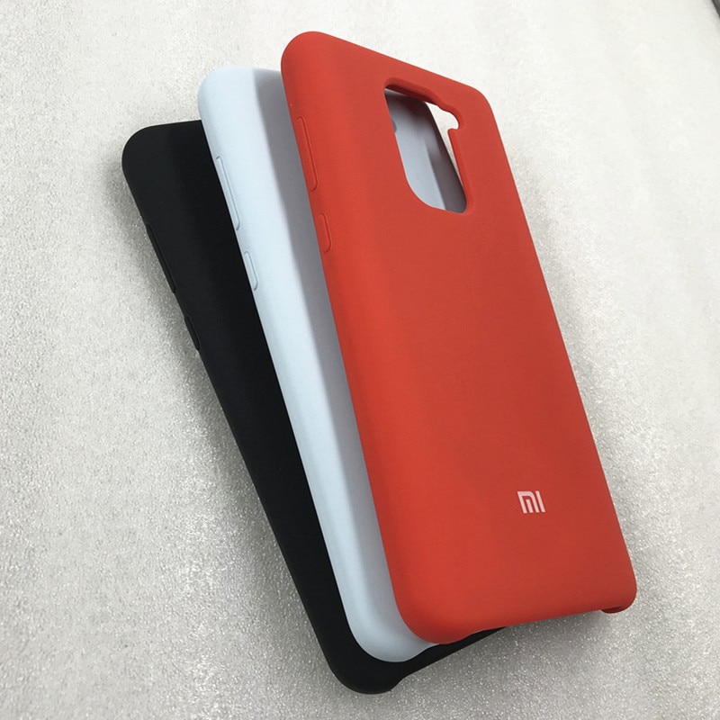 Originele xiaomi redmi note 9 zijdezachte, zachte, vloeibare siliconen beschermhoes voor de redmi 10x met 4g witte logo's