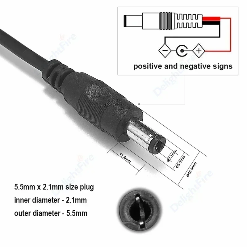 Cable de alimentación CC pelado 22 20 18 AWG macho hembra 12V adaptador conector Pigtail de repuesto para altavoz tira LED cámara CCTV