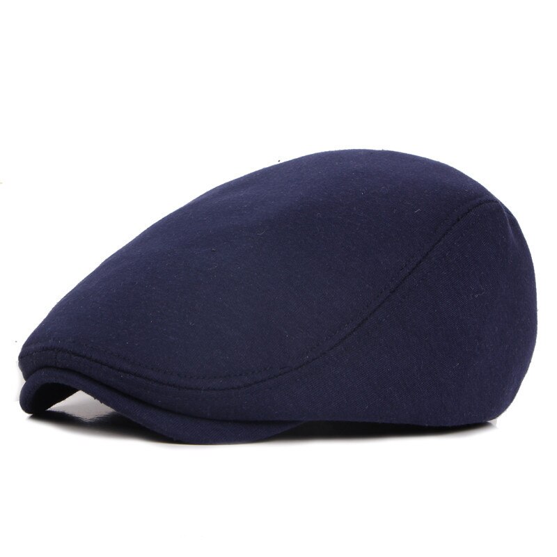 Gorro de boina FS para hombre y mujer, gorro de algodón negro de otoño e invierno, gorro plano de hiedra ajustable para hombre y mujer, Boina de punto liso para caballero: Navy