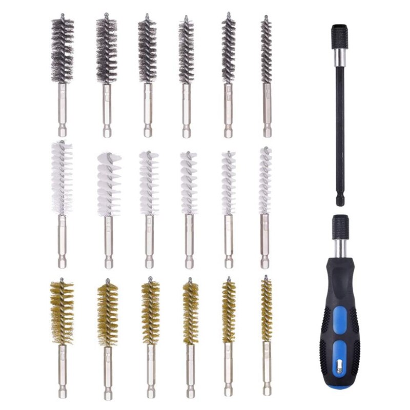 20 Pack Wire Brush Set Voor Boormachine Impact Driver, Roestvrij Staal, Messing, nylon Borstel Met Handvat