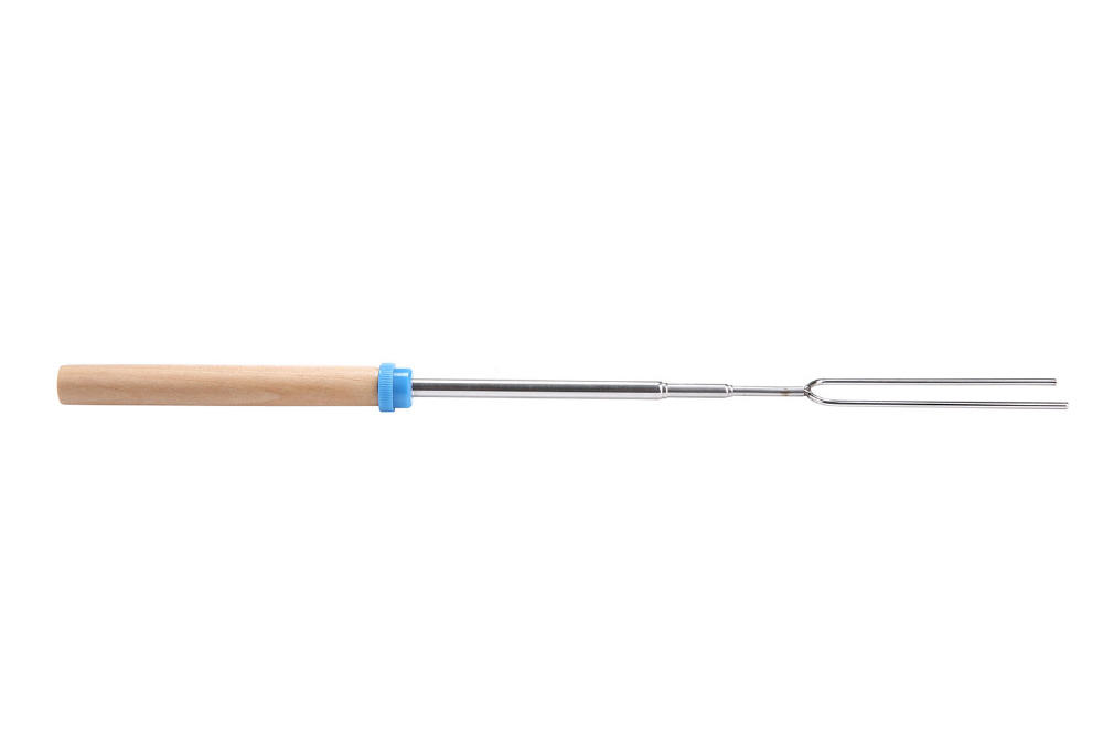 Veiliger 1 Pc Roosteren Vork Stok Roestvrij Staal Houten Handvat Telescopische Spies Als Grillen Gereedschap Voor Thuis, Keuken, achtertuin Bbq