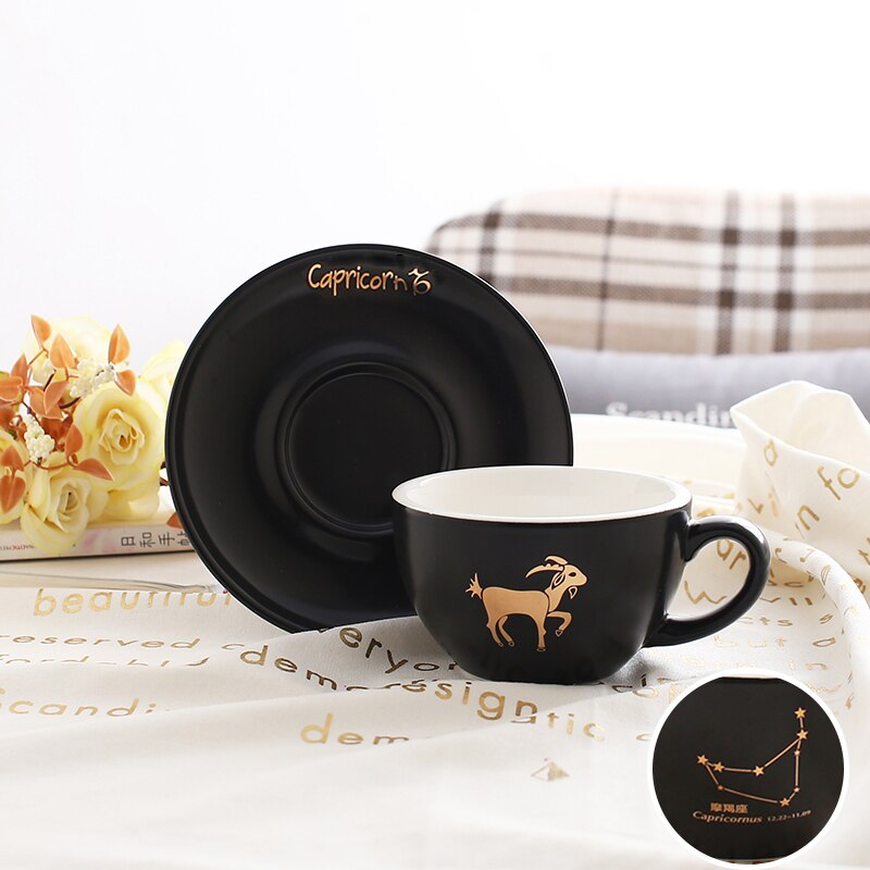 Black Ceramic Coffee Cup and Saucer Set Luxury Cappuccino Coffee Cup Set Filizanki Do Kawy Mug BD50CS: style1
