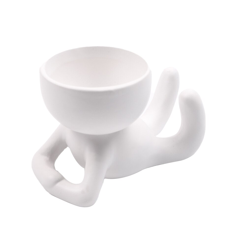 Little People Body Art Flower Pot Nordic Ceramics Desktop Window Crafts Home Decorat Ornaments Plant Pot Vase: TYPE 2 COLOR 2