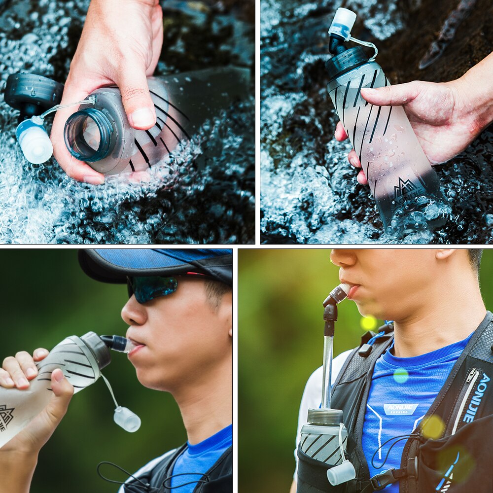 420ml / 250ml utomhus mjukvattenflaskor hopfällbar bpa gratis vattendricksflaska för löpning vandring camping cykling maraton