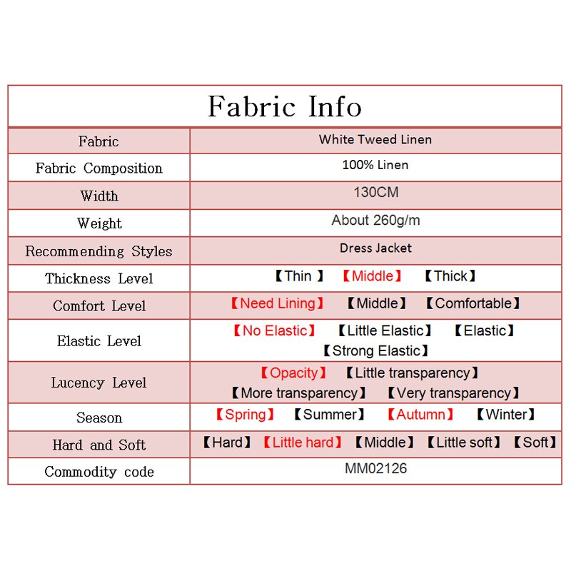 Pearlsilk White Tweed Linen Flax Fabrics Garment Materials Autumn Jacket Dress The Sewing Cloth For Meter