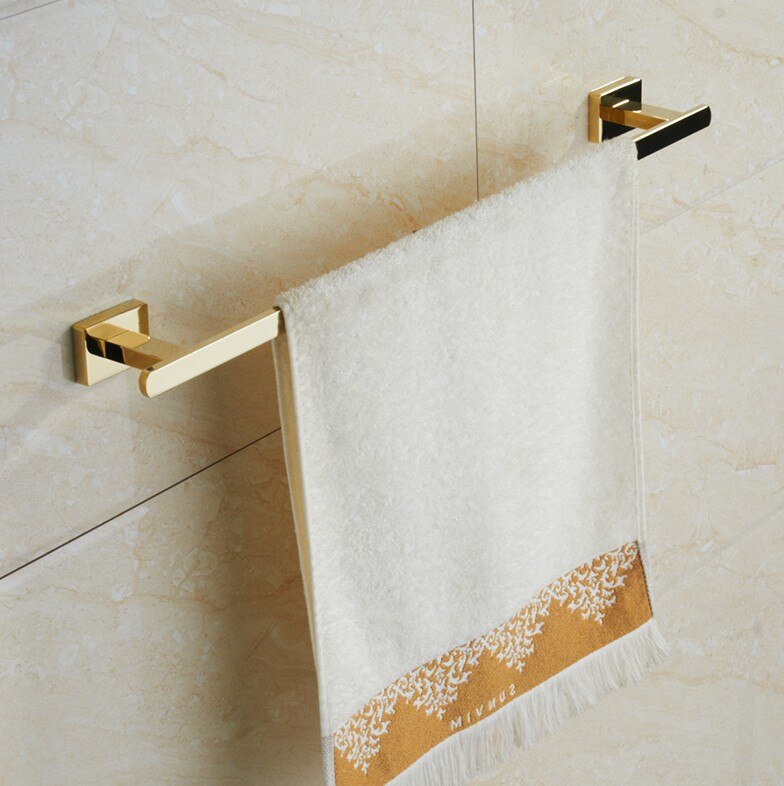 Toallero, barra de toallas, juego de herramientas de acero inoxidable dorado, gancho para batas, taza de cepillos para el baño, jabonera, accesorios para el baño: single towel bar