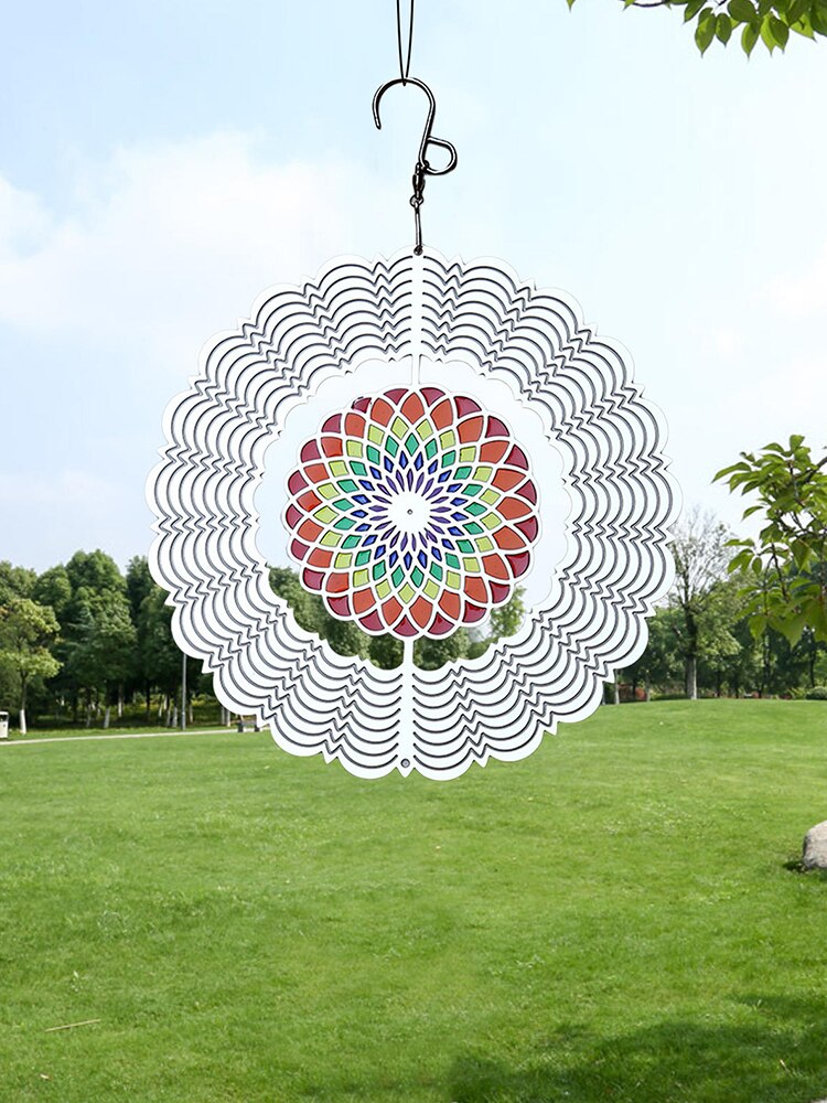 Wind Spinner Hanging Stainless Steel Metal Sheet 3D Three-dimensional Spinner Sound Pendant For Outdoors Gardens Balconies