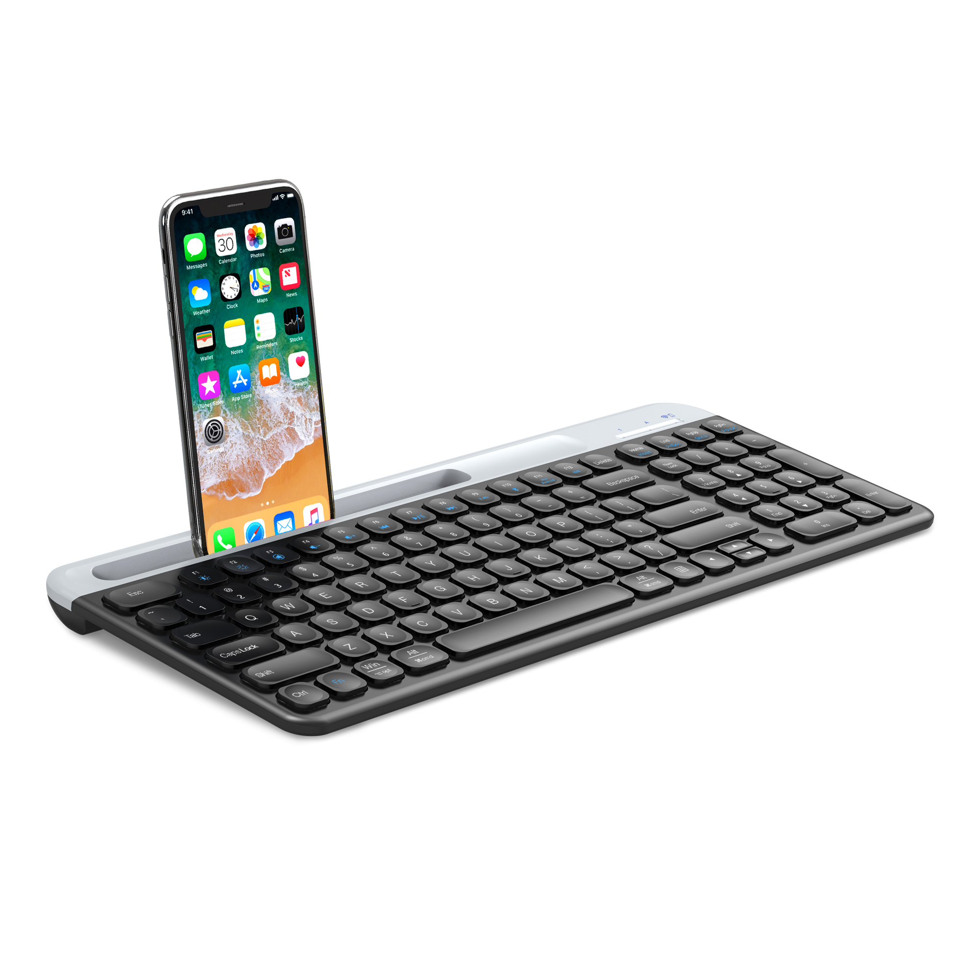 K580 noir blanc sans fil Bluetooth double clavier Ultra-mince Portable ordinateur Portable téléphone Portable tablette Ipad clavier: Black