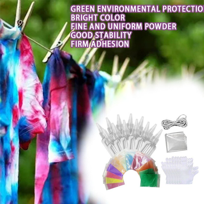 DIY Tie-dye Kit Fabric Tie Textile Craft For Kids, Adults Non-Toxic Tie Dye Supplies With Gloves For Party, Gathering, Festival