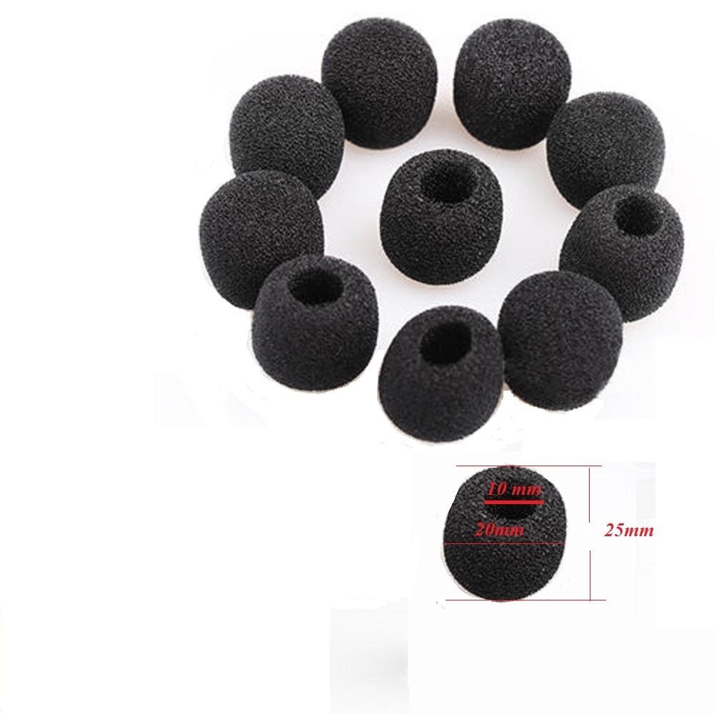 10 Pak Zwarte Mini Microfoon microfoon Headset Voorruit Foam Mic Cover 25x10mm