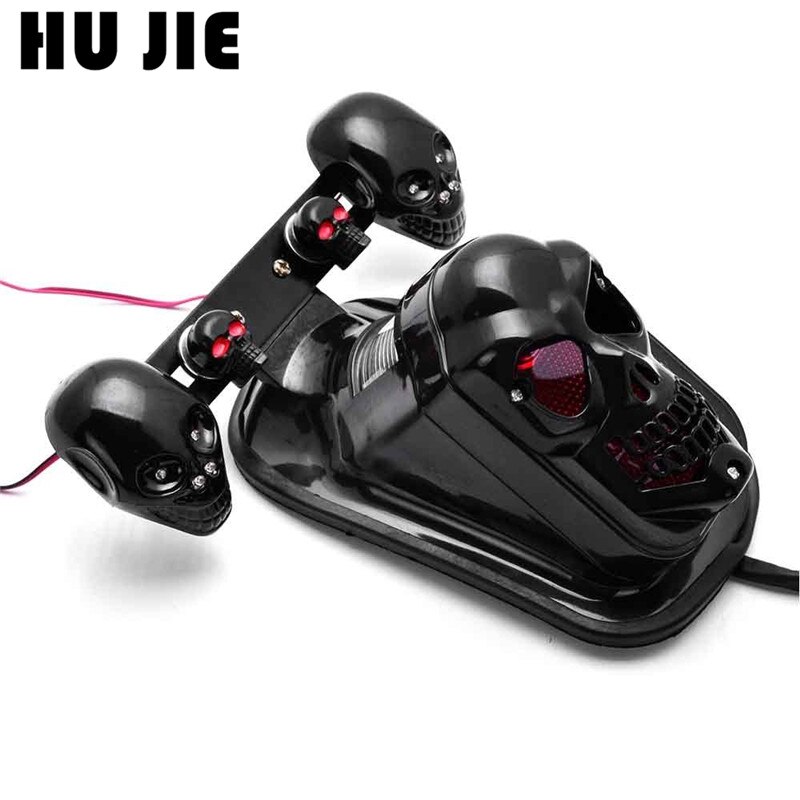 Motorrad Schädel Bremse Hinten Platte Schwanz Blinker Licht Für Harley Bobber Chopper Schwarz