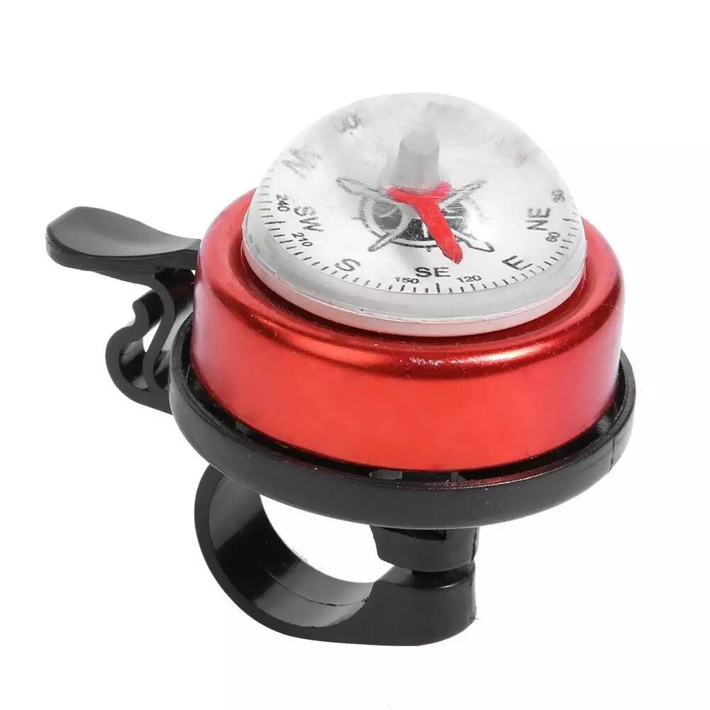 Fietsbel Metalen Mtb Weg Fietsbel Met Kompas 2 In 1 Fietsen Hoorn Stuur Flexibele Ring Geluid Veiligheid Alarm accessoires: Red