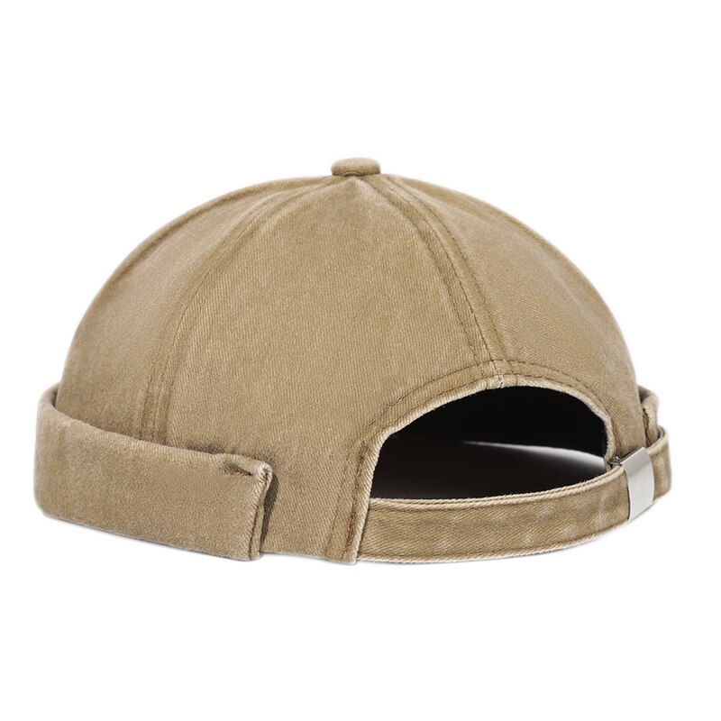 2022 Lente Zomer Mannen Sailor Hoed Beanie Solid Kleur Pier Hoed Mannen Mode Meloen Lederen Hoed Straat Hip hop Hoed Wrap Hoofd Hoed: KHAKI