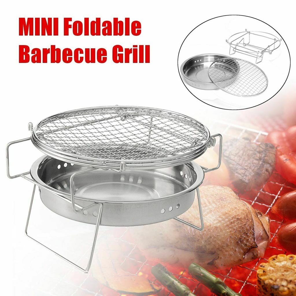 Draagbare Roestvrij Staal Bbq Grill Non-stick Oppervlak Camping Barbecue Grill Outdoor Camping Picknick Tool Kachel Roestvrij 27g3