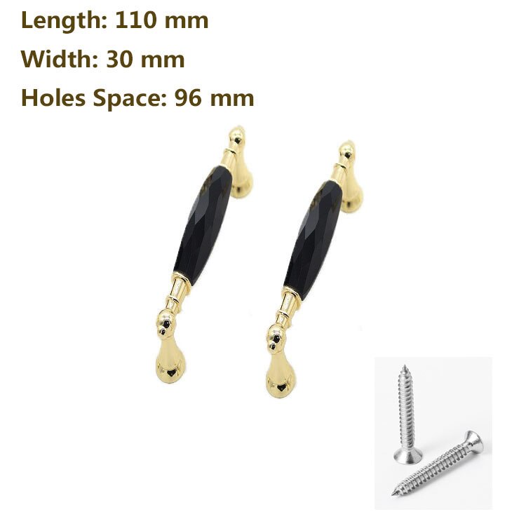 Moderne K9 Kristal Handvat Gouden Pulls Chrome Metalen Knoppen Lade Kast Deur Schoenenkast Handvat Kabinet Handvat Kast Handvat: 3pcs 110mm black