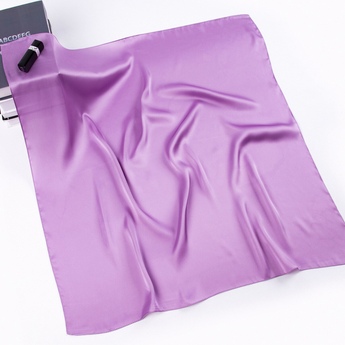 Haar Schal Für Frauen Kleine Kopftuch Feste Farben die Seide Satin- Nacken Schals Weibliche 70cm * 70cm Tasche schals Für Damen: Violett