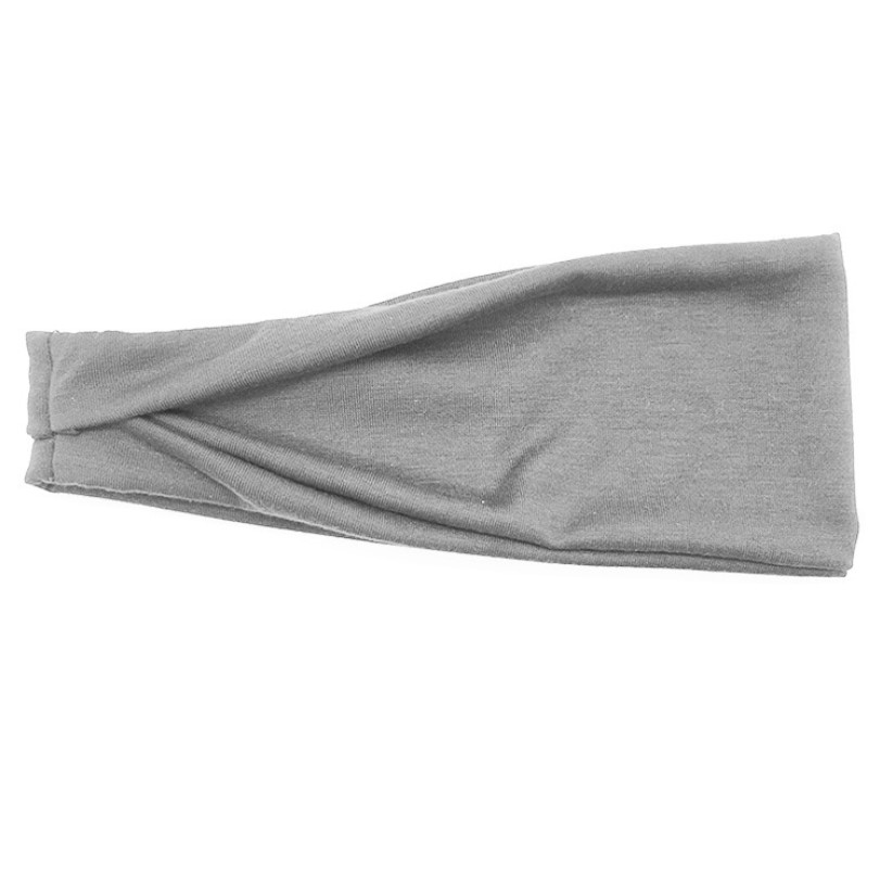 Banda para la cabeza de algodón para mujer, bandas para el cabello a la para mujer, turbante liso, diadema tejida torcida, accesorios para la cabeza anudados: Gris