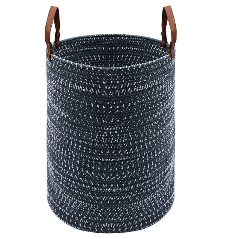 Laundry Storage Basket,Collapsible Cotton Rope Woven Basket with