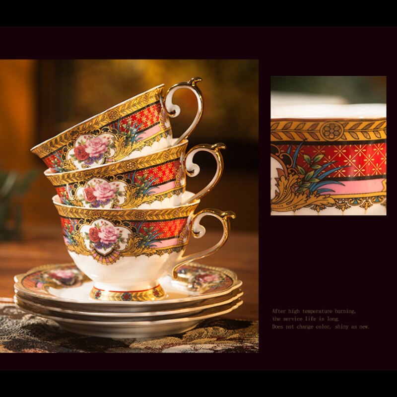 European Tea Cup Set and Saucer Afternoon Tea Golden Bone China Coffee Cup Teacup Bone China Coffee Cup Bb50