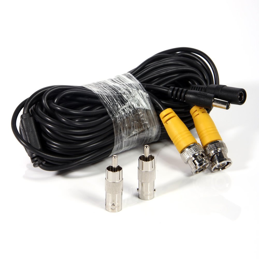 5 Packs 50 FEET DVR CCTV CAMERA VIDEO POWER CABLE CORD RCA BNC Black