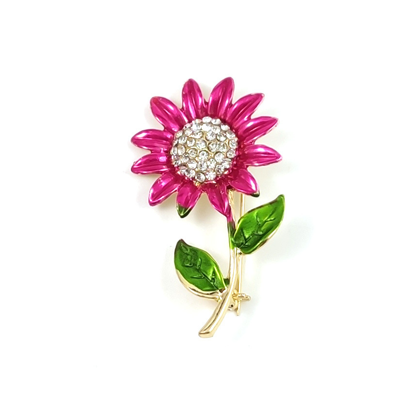 Broche en forme de fleur de tournesol pour femmes, , émail, tulipe, Rose, tournesol, , à la , classique, pour fête de mariage: Plaqué bronze antique