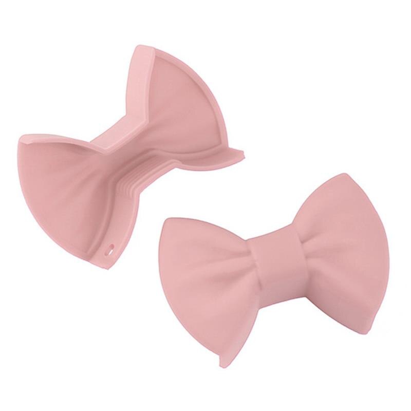 Bowknot Silicone Pot Holder Oven Mitts Finger Protector Pinch Grips Heat Resistant Non-Slip Pot Holder Kitchen Cooking Baking: Pink