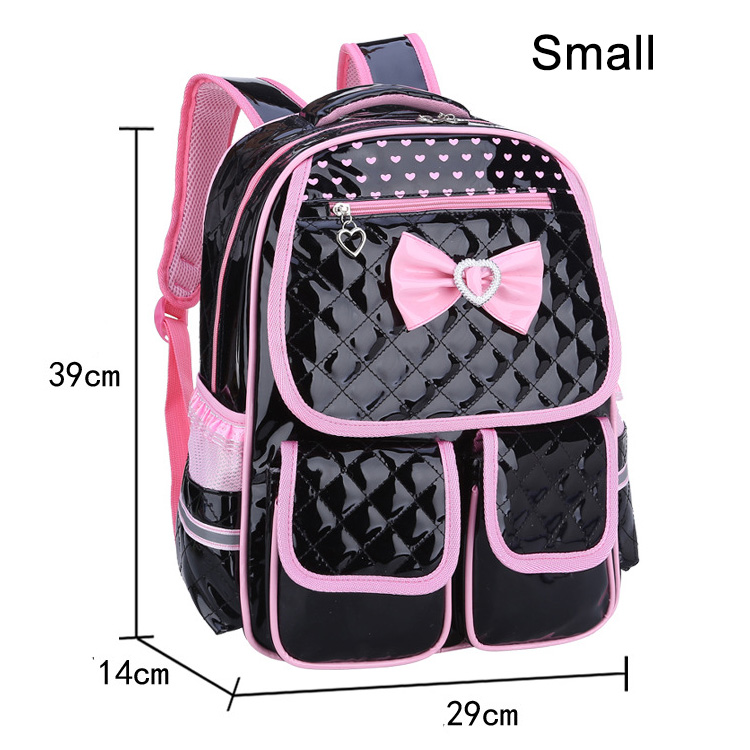 Leuke Rugzak Schooltas Voor Meisjes Pu Waterdichte Schooltassen Voor Meisjes 1-3-6 Grade Orthopedische Schooltas voor Meisjes: Small-Black