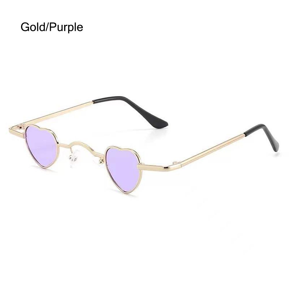 Gafas de sol con forma de corazón, lentes de sol con montura metálica, estilo Hip Hop, Punk: Gold-Purple