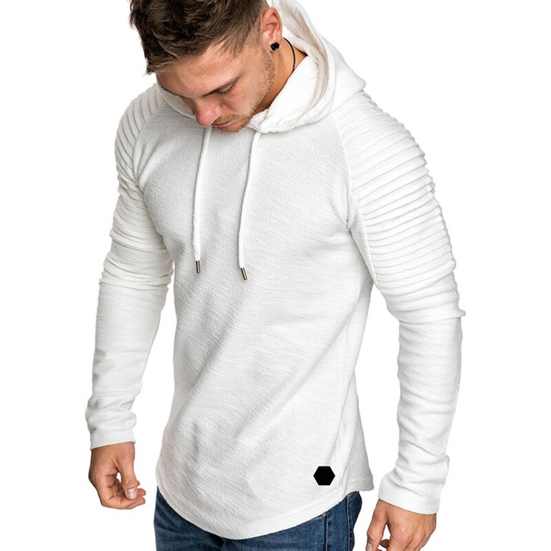 Menn basic hettegensere merke menn langermet solid sport hettegenser menn vår høst skateboard hettegenser: Hvit / Xl