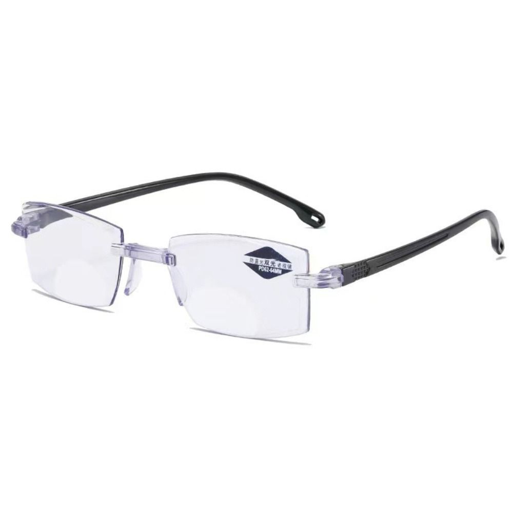 Gafas de lectura sin montura para hombre y mujer, lentes bifocales de aumento cercano y lejano, antiluz azul, para presbicia, + 2023 + 150, novedad de 200: 0