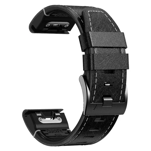 Bandjes Voor Garmin Marq Atleet Avonturier Golfer Captain Aviator Epix Gen 2 Quickfit 22 26Mm Siliconen Lederen Horlogeband Armband: zwart grijs / 14mm