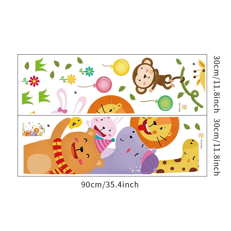 Cartoon Jungle Animal Elephant Wall Stickers Cute Vinyl Forest Decals DIY Home Decoration Baby Nursery Kids Room Wall Decor: 6