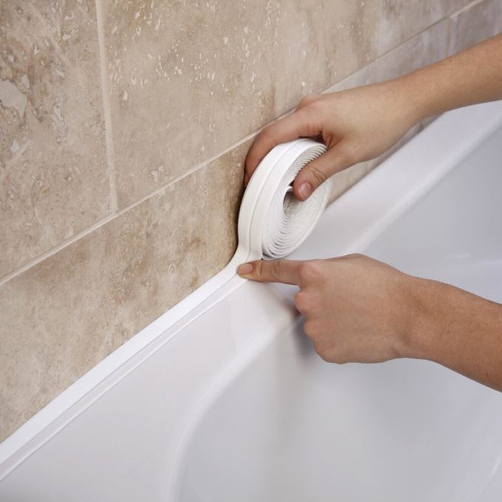 Bande adhésive PVC blanc pour joint évier salle de bains, autocollant mural, auto-adhésif imperméable pour salle de bains ou cuisine 3.2m x 38mm